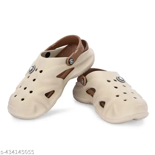 ComfortFlex Soft EVA Clogs – Cream & Brown | Lightweight & Waterproof Footwear 