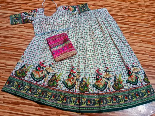 Vrindavan Style Gopi Dress – Garba Dance Print 