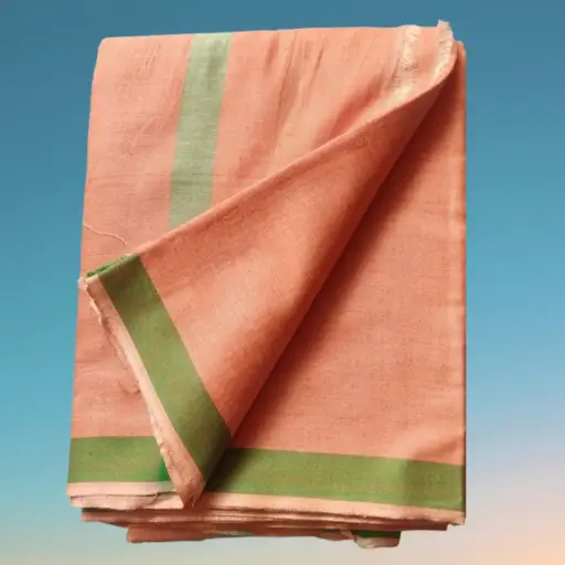 Saffron Khadi Dhoti with Uttario | Traditional Spiritual Wear for Rituals and Ceremonies